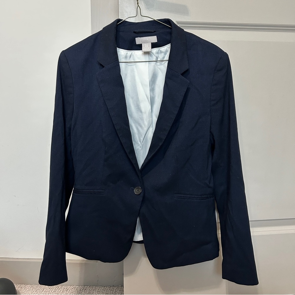 H&M Dark Navy Single-Button Women's Blazer